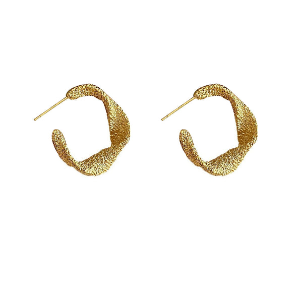 Women's Twisted Metal Frosted Texture Geometric Earrings S925 Silver And Copper Electroplated