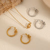 Women's Twisted Stainless Steel Geometric Minimalist Electroplated Earrings And Necklace Jewelry