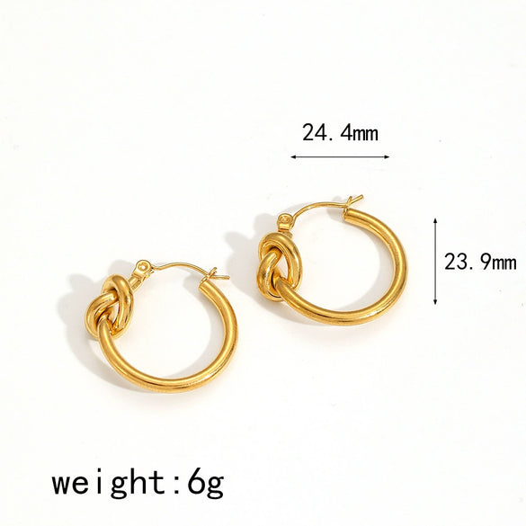 Women's Twisted Stainless Steel Geometric Minimalist Electroplated Earrings And Necklace Jewelry