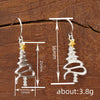 Women's Twotone Christmas Tree Line Earrings With Starshaped Design Copper Holiday Jewelry