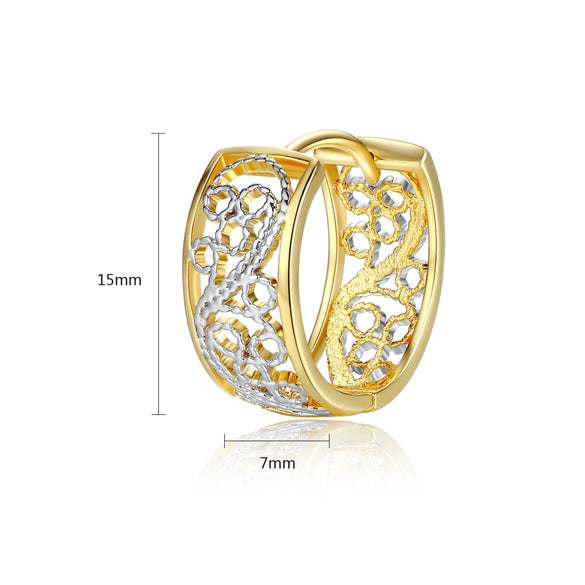 Women's Twotone Electroplated Copper Geometric Earrings With Aaa Zircon Accents Fashion Metal Jewelry Gift