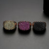 Women's Twotone Gold Electroplated Copper Ring With Micropaved Zircon Geometric Open Adjustable Design