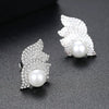 Women's Twotone Goldplated Copper Earrings With Zircon Shell Beads And Pearl Accents Geometric Fashion Jewelry Gift