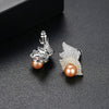 Women's Twotone Goldplated Copper Earrings With Zircon Shell Beads And Pearl Accents Geometric Fashion Jewelry Gift