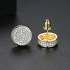 Women's Twotone Goldplated Copper Geometric Round Earrings With Microinlaid Zircon Accents Fashion Jewelry Gift