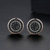 Women's Twotone Goldplated Copper Geometric Round Earrings With Microinlaid Zircon Accents Fashion Jewelry Gift