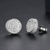 Women's Twotone Goldplated Copper Geometric Round Earrings With Microinlaid Zircon Accents Fashion Jewelry Gift