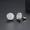 Women's Twotone Goldplated Copper Geometric Round Earrings With Microinlaid Zircon Accents Fashion Jewelry Gift