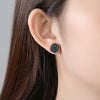 Women's Twotone Goldplated Copper Geometric Round Earrings With Microinlaid Zircon Accents Fashion Jewelry Gift