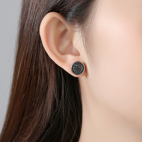 Women's Twotone Goldplated Copper Geometric Round Earrings With Microinlaid Zircon Accents Fashion Jewelry Gift