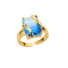 Women's Unisex Zodiac Snake Geometric Copper Ring With Gold Inlaid Zircon And Butterfly Design