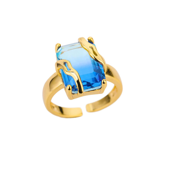 Women's Unisex Zodiac Snake Geometric Copper Ring With Gold Inlaid Zircon And Butterfly Design