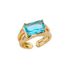 Women's Unisex Zodiac Snake Geometric Copper Ring With Gold Inlaid Zircon And Butterfly Design