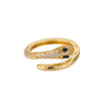 Women's Unisex Zodiac Snake Geometric Copper Ring With Gold Inlaid Zircon And Butterfly Design