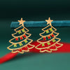 Women's Ushaped Christmas Star Earrings With Color Diamond Details Electroplated Alloy Festival Jewelry