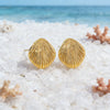 Women's Vacation Style Stainless Steel Shell Stud Earrings Geometric Shape With Stamped Hydraulic Finish