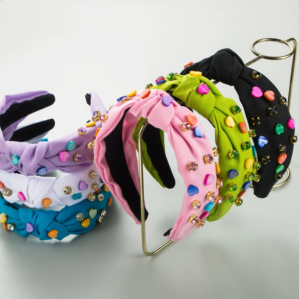 Women's Valentine's Day Cloth Headband With Diamond Design