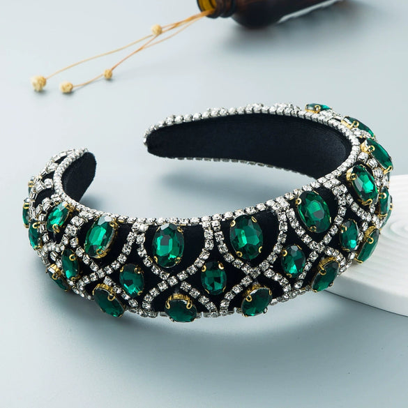 Women's Velvet Headband With Diamond Design Retro Style Fashion Accessory