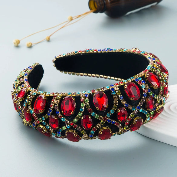 Women's Velvet Headband With Diamond Design Retro Style Fashion Accessory