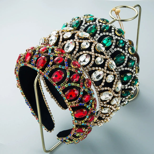Women's Velvet Headband With Diamond Design Retro Style Fashion Accessory