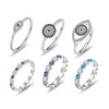 Women's Versatile Geometric Copper Devil's Eye Ring Set With Electroplating