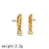 Women's Versatile Geometric Stainless Steel Earrings With Electroplating And Zircon