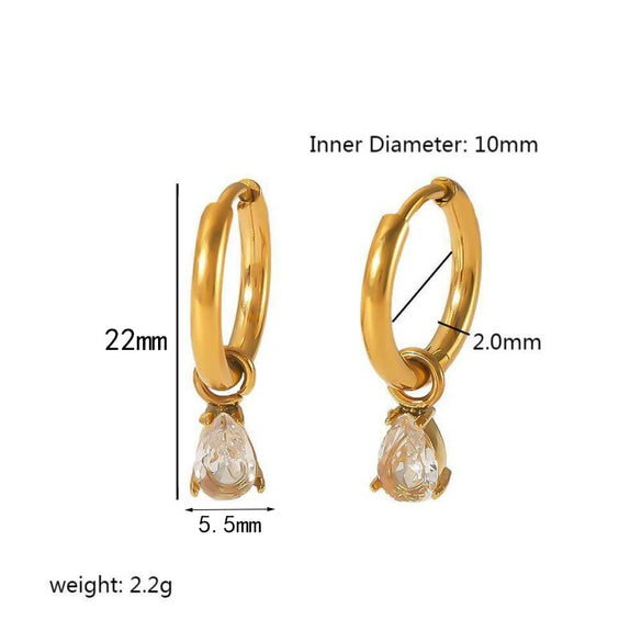Women's Versatile Geometric Stainless Steel Earrings With Electroplating And Zircon