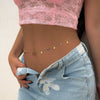 Women’s Versatile Metal Waist Chain Belt With Tassel Star And Imitation Crystal Accent Single Loop Bone Link Chain
