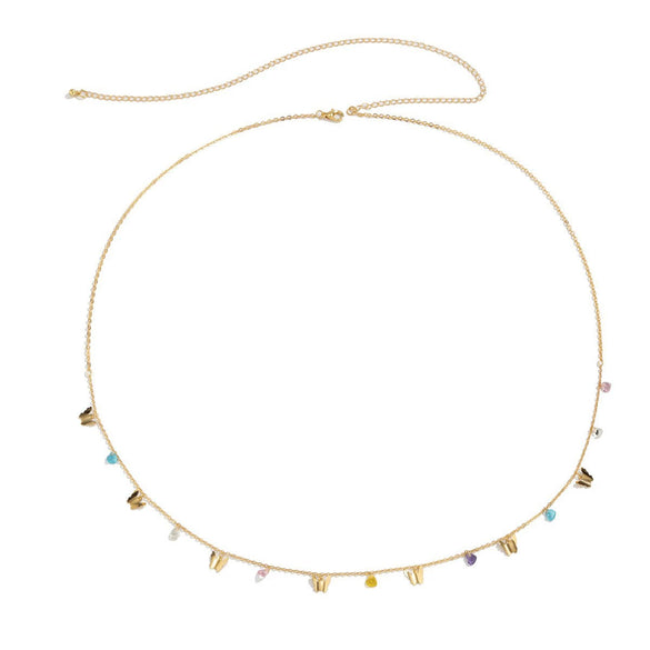 Women’s Versatile Metal Waist Chain Belt With Tassel Star And Imitation Crystal Accent Single Loop Bone Link Chain