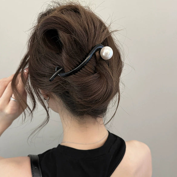 Women's Vintage Allmatch Brown Acrylic Geometric Handmade Hair Shark Clip