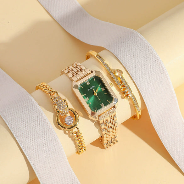 Women's Vintage Alloy Band Round Dial Quartz Watch