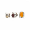 Women's Vintage Alloy Ring Set With Inlaid Resin Gemstones Geometric Wide Bands Distressed Style And Plated Finish
