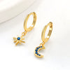 Women's Vintage Asymmetrical Stars Sun Design Copper Earrings With Electroplating
