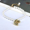 Women's Vintage Balloon Initial Letter Bracelet Gold Plated Pearl Shell Beads Geometric Electroplated