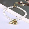 Women's Vintage Balloon Initial Letter Bracelet Gold Plated Pearl Shell Beads Geometric Electroplated
