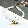 Women's Vintage Balloon Initial Letter Bracelet Gold Plated Pearl Shell Beads Geometric Electroplated