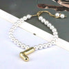 Women's Vintage Balloon Initial Letter Bracelet Gold Plated Pearl Shell Beads Geometric Electroplated