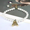 Women's Vintage Balloon Initial Letter Bracelet Gold Plated Pearl Shell Beads Geometric Electroplated