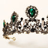 Women's Vintage Baroque Alloy Crown Tiara With Green Gemstone Accents And Exquisite Bridal Wedding Headpiece Design