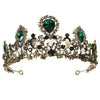 Women's Vintage Baroque Alloy Crown Tiara With Green Gemstone Accents And Exquisite Bridal Wedding Headpiece Design