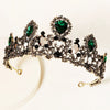 Women's Vintage Baroque Alloy Crown Tiara With Green Gemstone Accents And Exquisite Bridal Wedding Headpiece Design