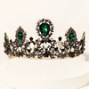Women's Vintage Baroque Alloy Crown Tiara With Green Gemstone Accents And Exquisite Bridal Wedding Headpiece Design