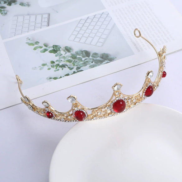 Women's Vintage Baroque Crown Headband Made Of Alloy Rhinestone With Plating Point Drill