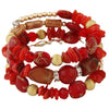 Women's Vintage Bohemian Ethnic Alloy Wooden Beaded Shell Gravel Crystal Elastic Handmade Geometric Electroplated Bracelet