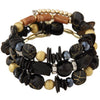 Women's Vintage Bohemian Ethnic Alloy Wooden Beaded Shell Gravel Crystal Elastic Handmade Geometric Electroplated Bracelet