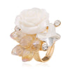 Women's Vintage Bohemian Rose Butterfly Flower Ring In Alloy With Rhinestone Inlay Adjustable Open Band Fashion Jewelry