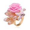 Women's Vintage Bohemian Rose Butterfly Flower Ring In Alloy With Rhinestone Inlay Adjustable Open Band Fashion Jewelry