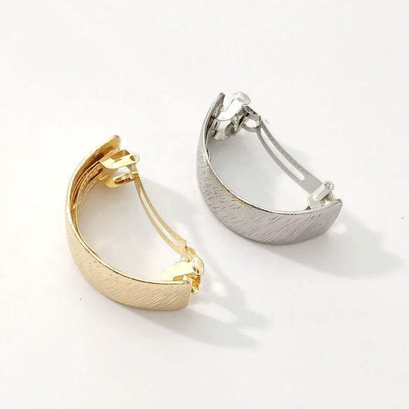 Women's Vintage Brushed Alloy Geometric Spring Clip Hairpin Electroplated Metal Side Hair Clip Accessory