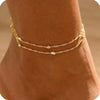 Women's Vintage Copper Multi Layer Pearl Anklet Geometric Stackable Gold Tone Foot Jewelry Casual Fashion Accessory