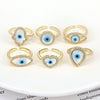 Women's Vintage Copper Open Ring With Heart Shaped Geometric Shell Eye And Zircon Electroplated Design